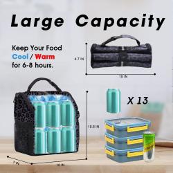 Lunch Bags for Women Leakproof Insulated Floral Lunch Box with Adjustable Shoulder Strap Reusable Zipper Cooler Tote Bag