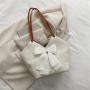 Korean Style 2024 Newest Women Bags Bowknot Ladies Tote Bags Large Capacity Canvas Shoulder Bags For Girls  Cutey