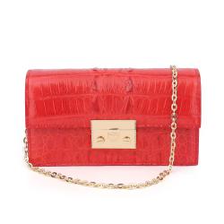 2024 OEM ODM Trending Ladies Small Genuine Crocodile Leather Flap Clutch Bag Womens Vintage Chain Crossbody Shoulder Bag