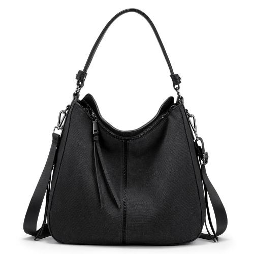 LOVEVOOK&REALER Women Lady PU/CANVAS Leather Handbag Shoulder Messenger Bag Tassels Evening Tote Hobo Bag.