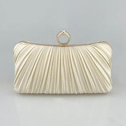 New Satin pleated clutch rhinestone ring head crossbody bags custom wrinkle pattern evening clutch bags for Party Wedding Bridal evening bag 2024