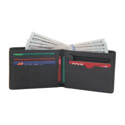 customized bi-fold pu carbon fiber leather ID window purse men leather wallet pocket slim wallet for men