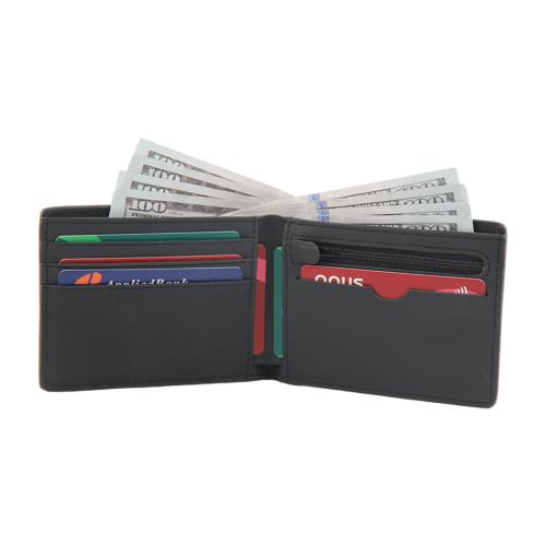 customized bi-fold pu carbon fiber leather ID window purse men leather wallet pocket slim wallet for men