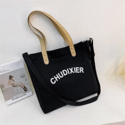 Factory Wholesale Solid Color Letter Printed Canvas Bag Casual Simple Student Handbag All-match Tote Bag