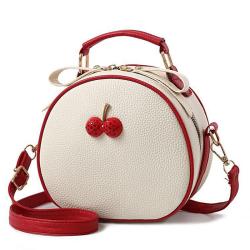 ZR696 Women Bags Cherry Fashion PU Leather Girl Lovely Small Square Bag Simple Zipper Shoulder Crossbody Phone Bag Female Party