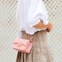 2024 Women's New Fashion Double-Hole Diamond Chain Jelly Bag Fresh Sweet Small Square Cross-Border Shoulder Bag Lady Style