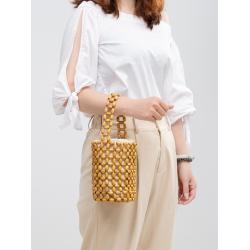 Handmade Women Handbags Wooden Bead Woven Purse Special Ladies Casual Shoulder Hand bags Bucket Clutch Bag Wholesale
