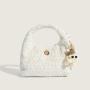 Lovely Sweet Fluffy Handbag 2024 New Women'S Bag Gentle Plaid Solid Color Small Square Bag Single Shoulder Crossbody Bag