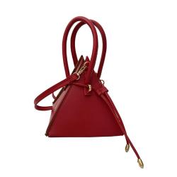 2024 Custom Logo Pyramid Vegan Leather Handbag For Women Fashion Drawstring Bag