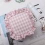Keymay RTS Custom Logo Girls Cute Gingham Ruffle Plaid Makeup Bag Case Cosmetic Travel Bag Cosmetics Organizer with Gold Zipper