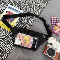PVC transparent window pin display chest bag waist bag custom ita bag manufacturer
