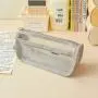 Gelory Custom School Student Simple Mesh Exam Stationery Bag Double Sided Transparent Pencil Bag