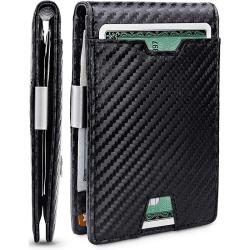 Rfid Men Front Pocket Wallet Leather Money Clip Card Holder Bifold Pu Leather Money Clip Wallet