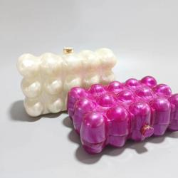 Bubble Acrylic Box Clutch Evening Handbag Beads Bag for Women