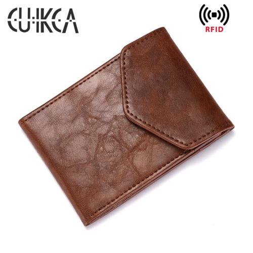HF040 CUIKCA Short Leather Wallet For Men High quality simple thin  Wallets Leather Slim Card Holder for men