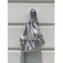 2023 new large-capacity silver backpack Simple fashion shoulder bag PU drawstring pleated backpack