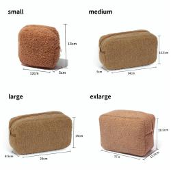 Winter Sherpa Make Up Bag Plush Zipper Make Up Pouches Women Travel Toiletry Makeup Bag Teddy Cosmetic Organizer Furry Teddy Bag