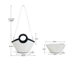Hot Selling 2pcs Set Custom Full Stamped Logo Pu Vegan Leather Ladies Shoulder Hand Bag Women's  Shell Shape Bucket Bags