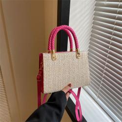 Grass woven bag for women new trendy and fashionable casual tote bag solid color large capacity single shoulder bags