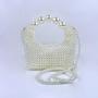 Custom logo French Retro Large Pearl Handle Ladies Woman Acrylic Pearl Beaded Handmade Wedding Clutch Hand Bags