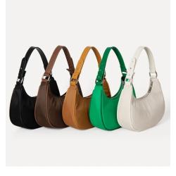 2024 Wholesale New Design Nylon Women Tote Handbags Custom Ladies Vintage Underarm Shoulder Bag Women Canvas Half Moon Hand Bag