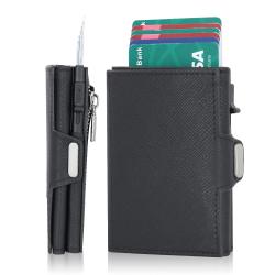 RFID Blocking Function PU Leather Automatic Pop Up Credit Card Holder Wallet