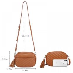 LOVEVOOK Trendy Design Lightweight Quilted Shoulder Purse Vegan Leather with Tassel Quality Crossbody Bags Women