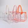 New Fashion Custom Design Multi Colors Handbag Tote Bag Portable Waterproof Summer Beach Girls Transparent Clear PVC Handbag