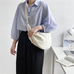 Custom Logo Lady Casual Simple Shoulder Bag With Large Capacity Inclined Straddle Bag Trend Crescent Shaped Canvas Shoulder Bag
