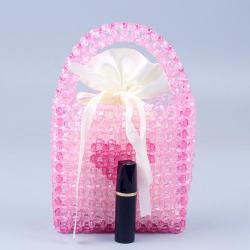Custom logo handmade acrylic beads hand bag 2024 Wholesale Bulk India Pink Heart Glass Seed Beaded Tote Clutch Bag