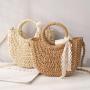 2024 new Straw braided bag fashion women's bag beach braided paper rope bag new wave dot handbag