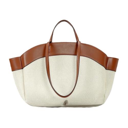 2024 Custom Large Canvas PU Leather Tote Bag Handbags For Women Pouch Design