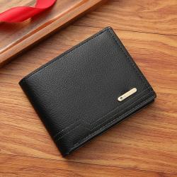 Men's Fashion Casual Litchi Soft Wallet New Multi-Card Large Capacity Small Wallet with Open Closure Waterproof Feature