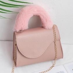 2024 Fashionable Plush Single-Strap Women's Shoulder Bag Portable Clear Sweet Ladiesh Messenger Bag Chain Foreign Trade
