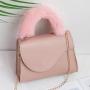 2024 Fashionable Plush Single-Strap Women's Shoulder Bag Portable Clear Sweet Ladiesh Messenger Bag Chain Foreign Trade