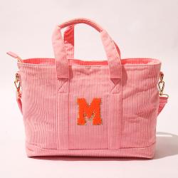 Beach Tote Bag 2022 New Design Shopping Bag Foldable Corduroy Tote Bag Custom With Letter Patches