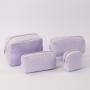 Keymay Stock Wholesale Custom Designer Makeup Cosmetic Bag Women Ladies Zipper Fashion Soft Terry Cloth Pouch