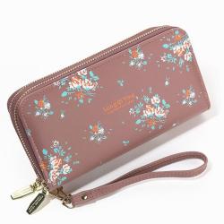 ZR754 Women's Wallet Long Handbag PU Double-layer Zipper Coins Wallet Purse Stylish Contrast Color Mobile Phone Bag Card Holder