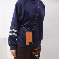 New Design Custom Leather Mobile Phone Back Cover With Necklace Chain Crossbody Phone Case For Iphone 13