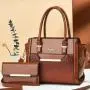 Sequin leather 2 pieces set handbags shoulder bag come with a wallet for women ladies large purses 2024