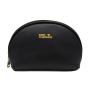 Cross Texture PU Leather Embossed Logo Toilet Bag with Gold Metal Zipper
