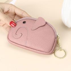 Carteras De Mujer Porte Monnaie Femme En Cuir Cute Kawaii Mini Elephant Design Real Leather Keychain Coin Purse Wallet Girls