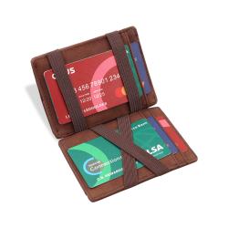 Wholesale leather magic money wallet rfid blocking trifold magic filp wallet holder for men with coin purse