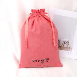 ODM Free Sample Custom Logo Printing Drawstring100% Linen Shopping Dust Bag For Promotion Handbag Luxury Cotton Linen Dust Pouch