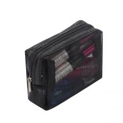 Mesh Makeup Black Mesh Zipper Pouch Travel Cosmetic Organizer Case for Daily Toiletries Accessories Purse Bag
