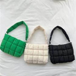 Factory New Quilted Cotton Women's Hand Bag Solid Color Ladies Shoulder Bag Fashion Plaid Female Unique Handbags