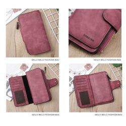 ZF315 Scrub PU Leather Women Wallet Long Multi Card Position Large Capacity Coin Purse Bag Pouch High Grade Clutch Bag