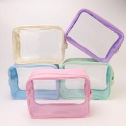 Keymay Rts Stock Gold Zipper S M L Xl 5 Colors Waterproof Toiletry Wash Bag Clear Makeup Bag Pvc Pouch Transparent Cosmetic Bag