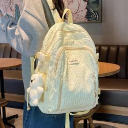 ZF123 Nylon Schoolbag Female Junior High School Students High Value Shoulder Bag Simple Lightweight Waterproof Backpack