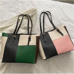 Fashion Patchwork Women's Handbags Large Capacity Women Tote Bags PU Leather Underarm Shoulder Bags